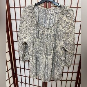 (S30) Kim Rogers 3X Boho Bell Sleeve Peasant style blouse Lightweight Flowy EUC